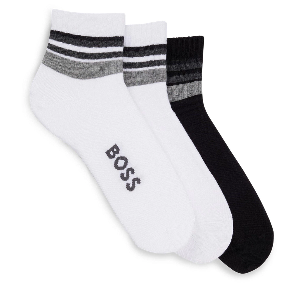 Hugo Boss 3P Sh Rib Stripe Cc 10261037 0 Crew Sock Mens - White
